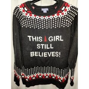 This Girl Still Believes Sweater Christmas‎ Santa Laura Scott Medium